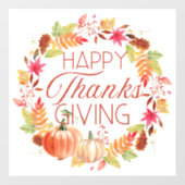Happy Thanksgiving Floral Herfst Krans Raamsticker (Vel)