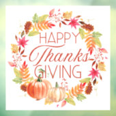 Happy Thanksgiving Floral Herfst Krans Raamsticker (Vel 3)