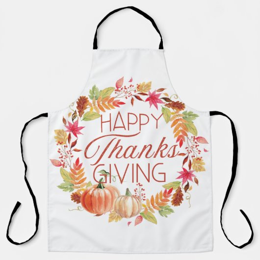 Happy Thanksgiving Floral Herfst Krans Schort (Voorkant)