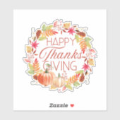 Happy Thanksgiving Floral Herfst Krans Sticker (Vel)