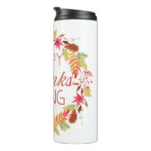 Happy Thanksgiving Floral Herfst Krans Thermosbeker (Geroteerd rechts)