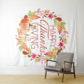 Happy Thanksgiving Floral Herfst Krans Wandkleed (In Situ (horizontaal))