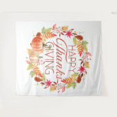 Happy Thanksgiving Floral Herfst Krans Wandkleed (Voorkant (horizontaal))