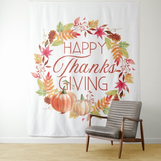 Happy Thanksgiving Floral Herfst Krans Wandkleed (In situ)