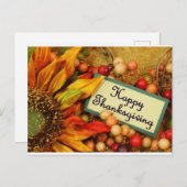 Happy Thanksgiving  Floral Holiday Briefkaart (Voorkant / Achterkant)