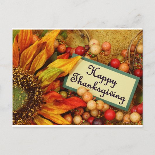 Happy Thanksgiving  Floral Holiday Briefkaart (Voorkant)