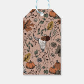Happy Thanksgiving Floral Koe Schedel Herfst Oogst Cadeaulabel (Achterkant)