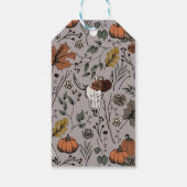 Happy Thanksgiving Floral Koe Schedel Herfst Oogst Cadeaulabel (Achterkant)