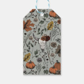 Happy Thanksgiving Floral Koe Schedel Herfst Oogst Cadeaulabel (Achterkant)