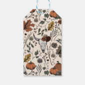 Happy Thanksgiving Floral Koe Schedel Herfst Oogst Cadeaulabel (Achterkant)