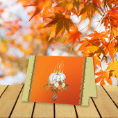 Happy Thanksgiving Floral Pompoen Sinaasappel Groe Kaart