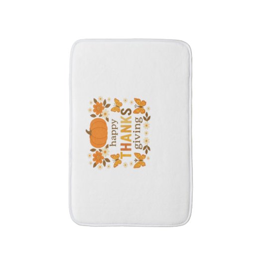 Happy Thanksgiving Floral Pumpkin Classic T-shirt Badmat (Voorkant Verticaal)