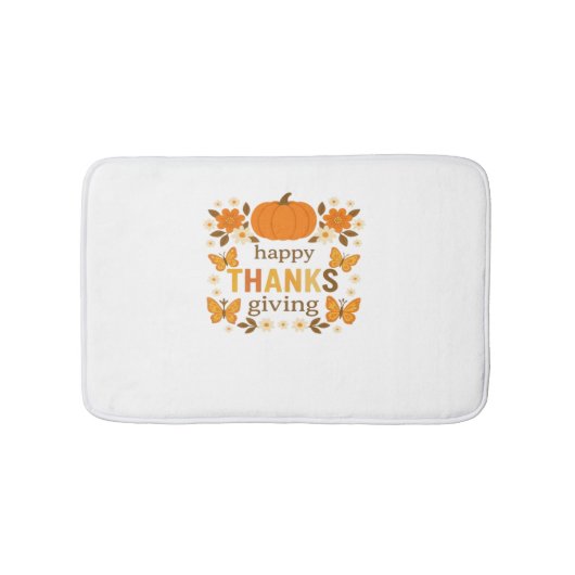 Happy Thanksgiving Floral Pumpkin Classic T-shirt Badmat (Voorkant)