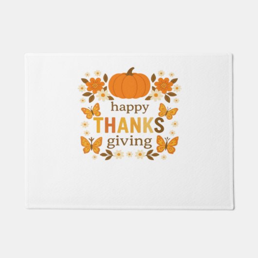Happy Thanksgiving Floral Pumpkin Classic T-shirt Deurmat (Voorkant)