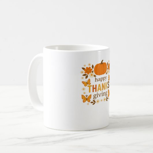 Happy Thanksgiving Floral Pumpkin Classic T-shirt Koffiemok (Voorkant links)