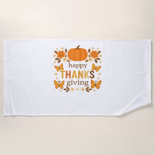 Happy Thanksgiving Floral Pumpkin Classic T-shirt Strandlaken (Voorkant)