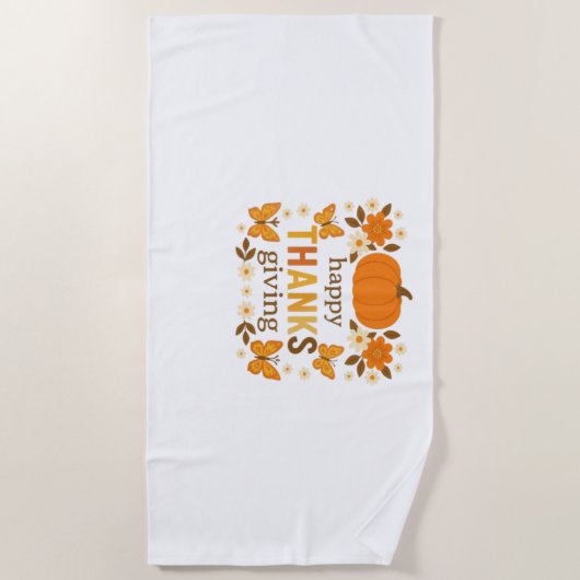 Happy Thanksgiving Floral Pumpkin Classic T-shirt Strandlaken (Voorkant)