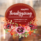 Happy Thanksgiving Floral WreatWindow Cling Raamsticker (Vel 2)