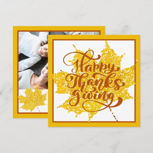 Happy Thanksgiving | Foto en namen toevoegen Kaart (Voorkant / Achterkant)