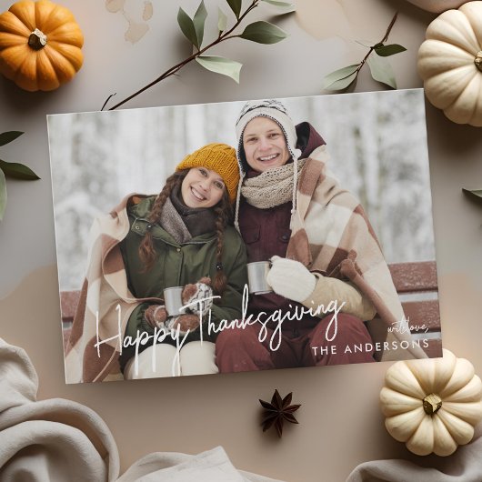 Happy Thanksgiving-foto van modern handschrift Feestdagenkaart