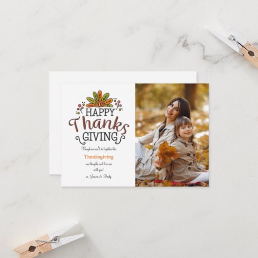 Happy Thanksgiving-fotokaart Kaart (Voorkant / Achterkant in situ)