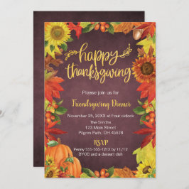 Happy Thanksgiving, Friendsgiving Dinner Invite Kaart