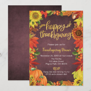 Happy Thanksgiving, Friendsgiving Dinner Invite Kaart
