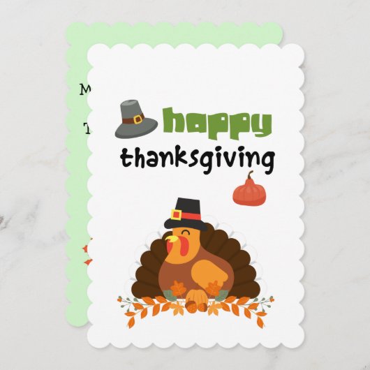 Happy Thanksgiving- Fun Turkey Card Kaart (Voorkant / Achterkant)