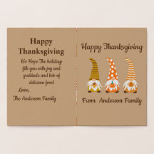 Happy Thanksgiving Funny Gnomes Holiday Kaart