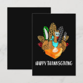 Happy Thanksgiving Funny Leopard Pset Turkey Love Bedankkaart (Voorkant / Achterkant)