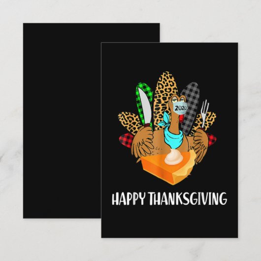 Happy Thanksgiving Funny Leopard Pset Turkey Love Bedankkaart (Voorkant / Achterkant)