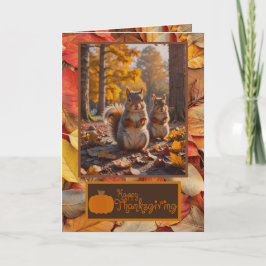 Happy Thanksgiving Funny Squirrel Kaart