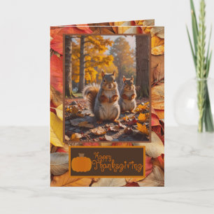 Happy Thanksgiving Funny Squirrel Kaart