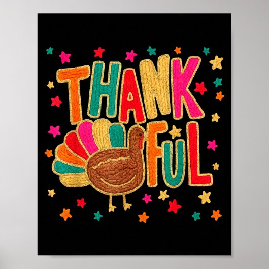 Happy Thanksgiving Funny Thankful Turkey Pumpkin F Poster (Voorkant)