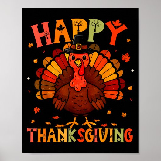 Happy Thanksgiving Funny Turkey Day Family Dinner Poster (Voorkant)