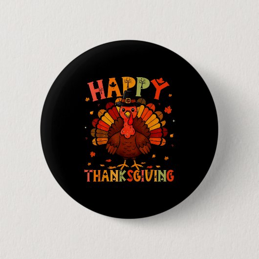 Happy Thanksgiving Funny Turkey Day Family Dinner  Ronde Button 5,7 Cm (Voorkant)