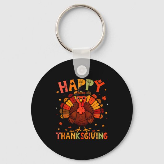 Happy Thanksgiving Funny Turkey Day Family Dinner  Sleutelhanger (Voorkant)