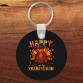 Happy Thanksgiving Funny Turkey Day Family Dinner  Sleutelhanger (Voorkant)