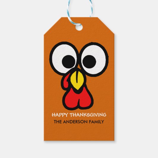 Happy Thanksgiving Funny Turkey Face Cadeaulabel (Voorkant)