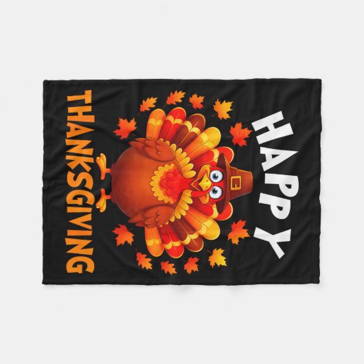 Happy Thanksgiving Funny Turkey Family Dinner Than Fleece Deken (Voorkant (Horizontaal))