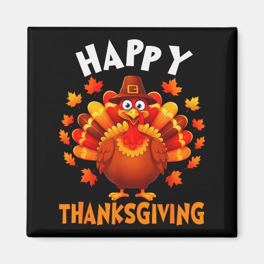 Happy Thanksgiving Funny Turkey Family Dinner Than Magneet (Voorkant)
