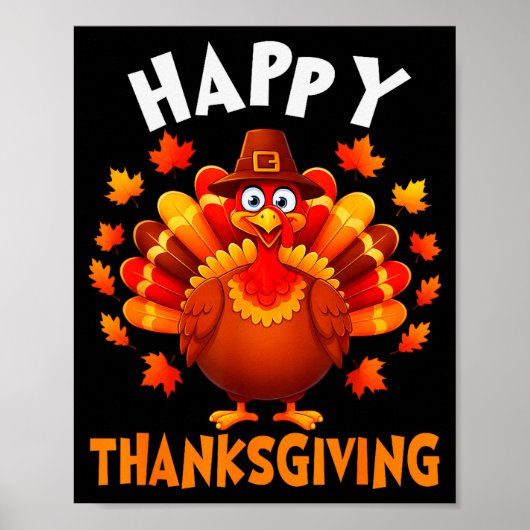 Happy Thanksgiving Funny Turkey Family Dinner Than Poster (Voorkant)