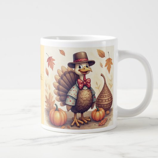 Happy Thanksgiving, Funny Turkey Specialty Mug Grote Koffiekop (Rechts)