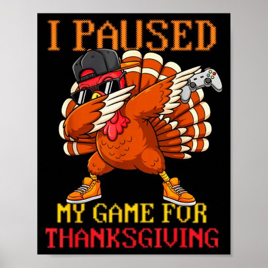 Happy Thanksgiving Gaming Fall Turkey Gamer Boys K Poster (Voorkant)