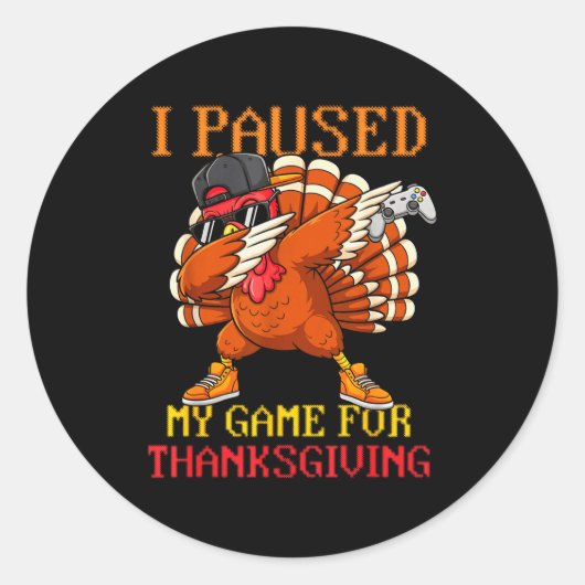Happy Thanksgiving Gaming Fall Turkey Gamer Boys K Ronde Sticker (Voorkant)
