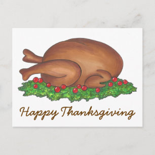 Happy Thanksgiving gebastde Turkey Dinner Holiday Feestdagenkaart