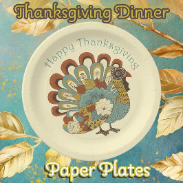 Happy Thanksgiving gedempt kleur kalkoen papier Bo Papieren Bordje