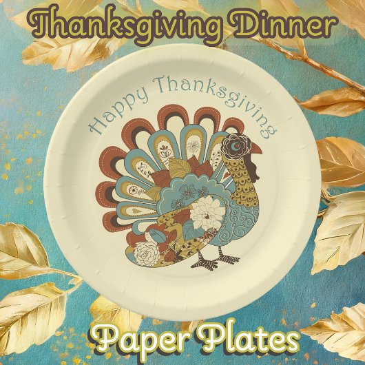 Happy Thanksgiving gedempt kleur kalkoen papier Bo Papieren Bordje