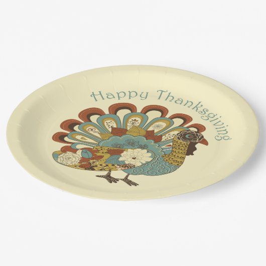 Happy Thanksgiving gedempt kleur kalkoen papier Bo Papieren Bordje (Gekanteld)