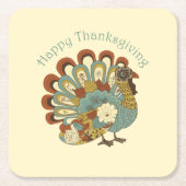 Happy Thanksgiving gedempte Herfst gekleurde kalko Kartonnen Onderzetters (Voorkant)